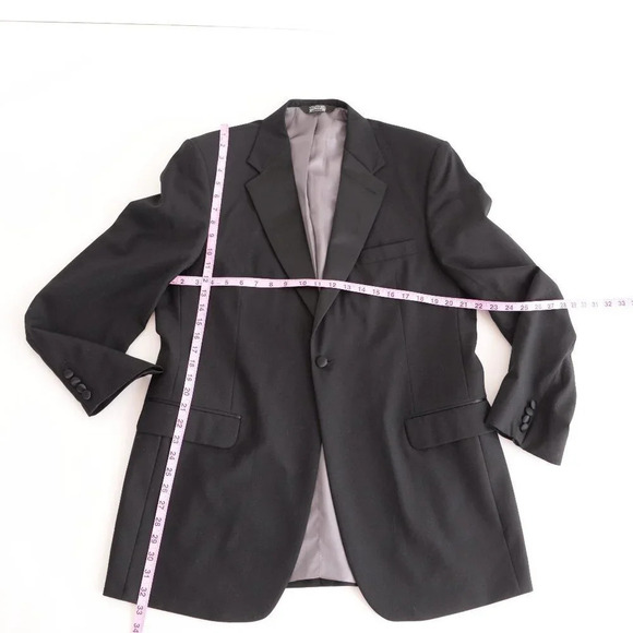 Stafford Black 100% Wool Tuxedo Set  Size 42L- 38 Waist - Picture 2 of 16